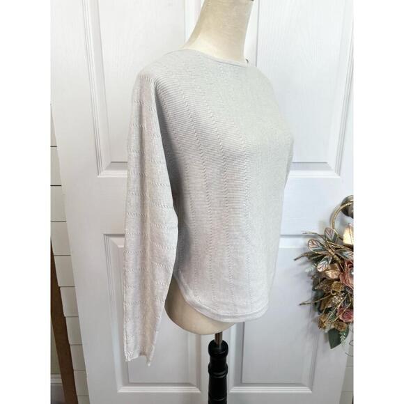 PREMISE Womens Size M Aluminum Heather Textured Knit Sweater Top Side Slit Cozy - Picture 6 of 12